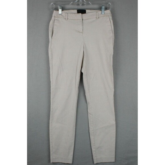 Cynthia Rowley Pants White Beige Geometric Stretch Size 2 Casual Work - Picture 1 of 12